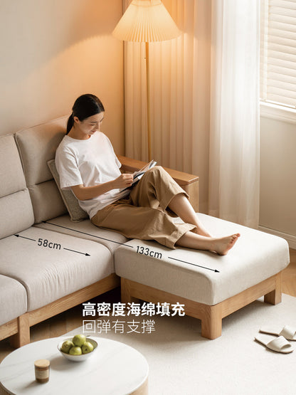 全实木沙发新中式白蜡木布艺沙发简约大户型客厅原木家具