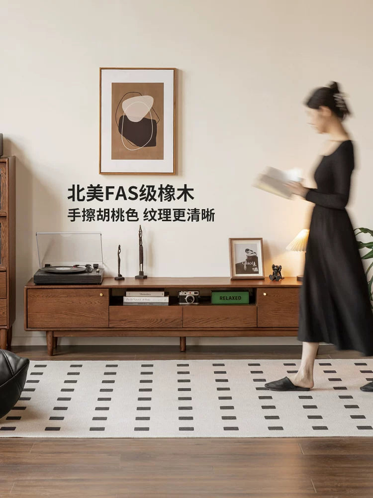 实木电视柜北欧现代简约小户型客厅橡木地台茶几组合