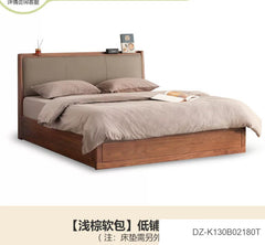 [15-Day Pre-order] Solid Wood Drawer Bed, Nordic Bedroom Black Walnut Storage Bed, Modern Minimalist Box Bed