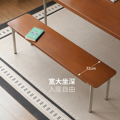实木长条凳餐厅中古吃饭凳子包豪斯复古休闲长凳板凳