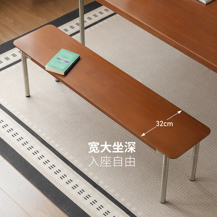 实木长条凳餐厅中古吃饭凳子包豪斯复古休闲长凳板凳