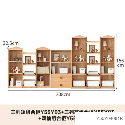 纯实木书架简约卧室收纳置物架小户型欧洲榉木儿童储物架