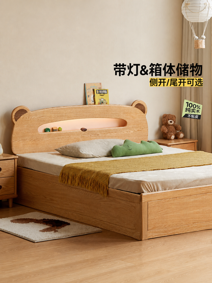 实木儿童床现代简约收纳储物箱体床小户型卡通小床单人床
