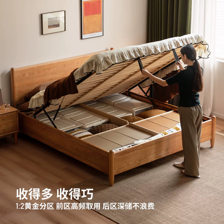 实木床现代简约1.2米1.8樱桃木储物箱体床北欧主卧双人床