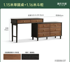实木化妆桌美式复古伸缩化妆台卧室黑胡桃木梳妆台