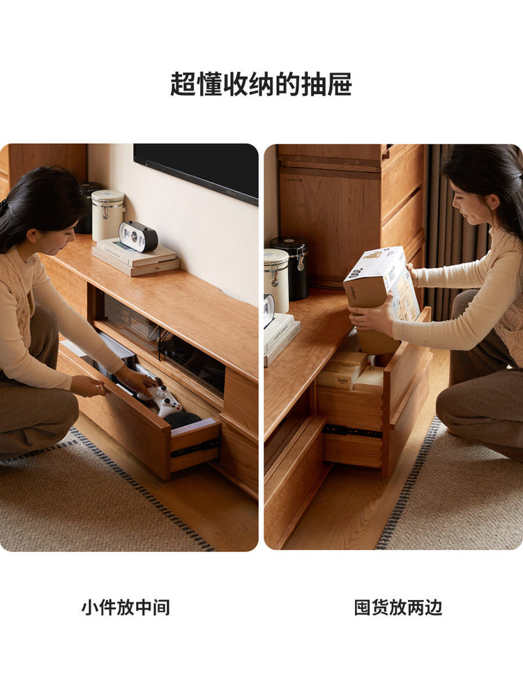 电视柜客厅现代简约落地收纳储物柜樱桃木地柜