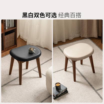 实木化妆凳简约橡木小凳子女生卧室软包凳黑胡桃木梳妆凳