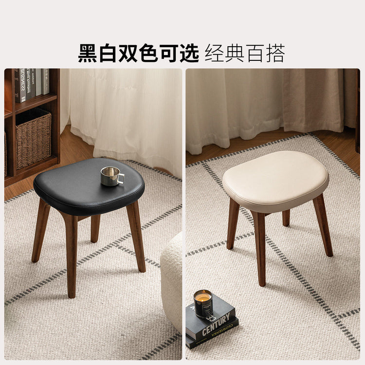 实木化妆凳简约橡木小凳子女生卧室软包凳黑胡桃木梳妆凳