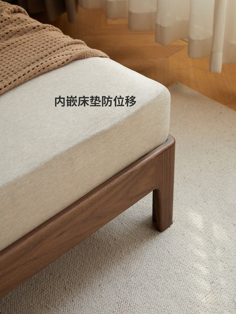 实木床意式轻奢大板床卧室黑胡桃木双人床复古风大床