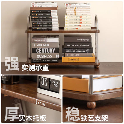 实木桌面置物架中古风化妆品展示架厨房多功能收纳架