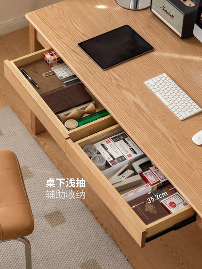 实木书桌简约现代橡木办公桌书房电脑桌北欧一体桌子