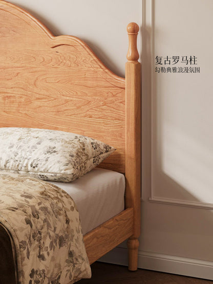 实木床法式复古大板床卧室樱桃木双人床1.8m1.5m大床