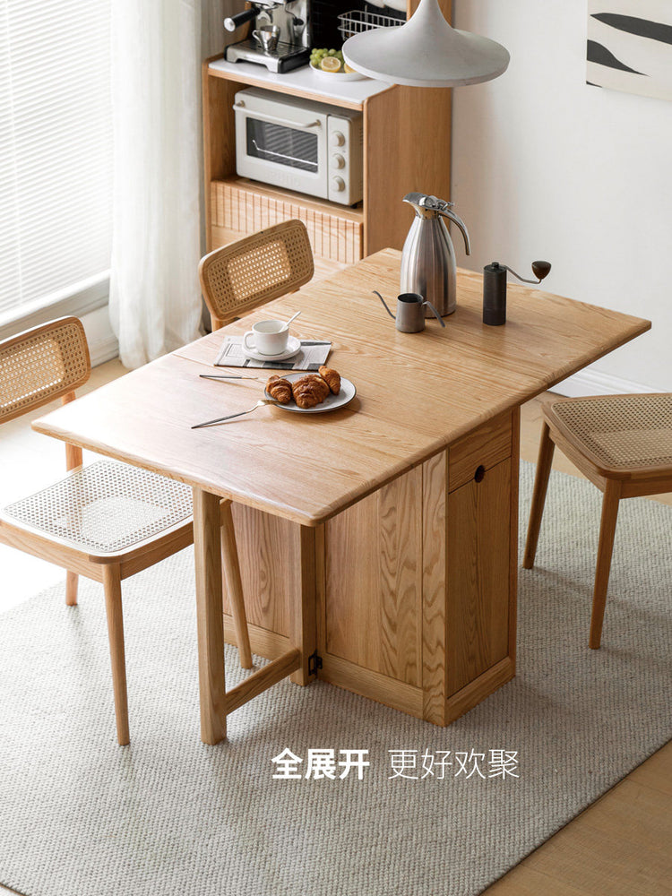 大板实木原木折叠餐桌简易储物桌子小户型伸缩饭桌