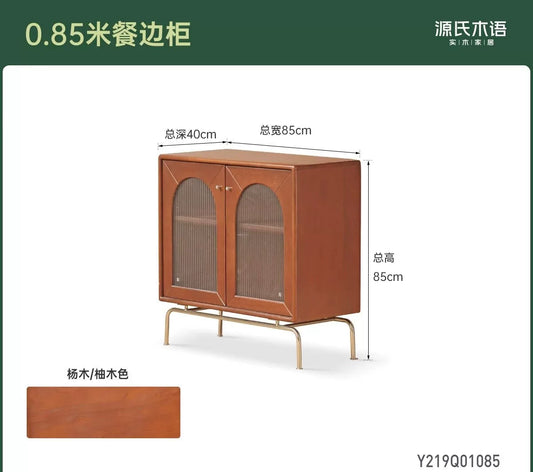 实木中古餐边柜法式复古玻璃柜子餐厅靠墙收纳储物柜