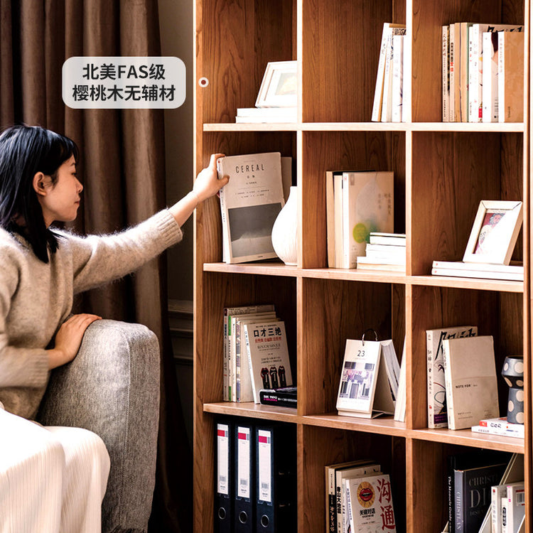 源也实木组合书房书柜樱桃木书架收纳柜展示柜