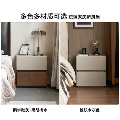 实木床头柜现代简约储物柜卧室灰色收纳柜胡桃色柜子