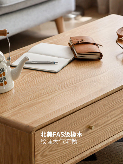 实木茶几简约现代橡木茶桌北欧客厅小户型原木茶台