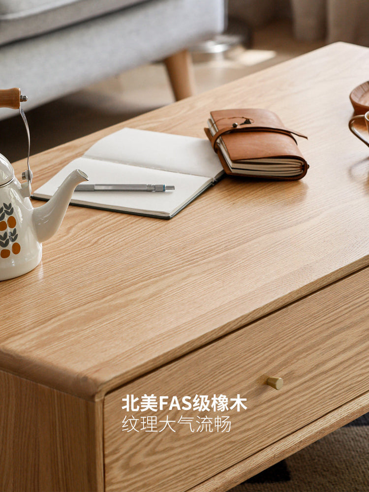 实木茶几简约现代橡木茶桌北欧客厅小户型原木茶台