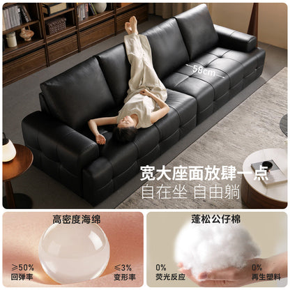 真皮沙发意式轻奢劳伦斯客厅直排皮艺沙发