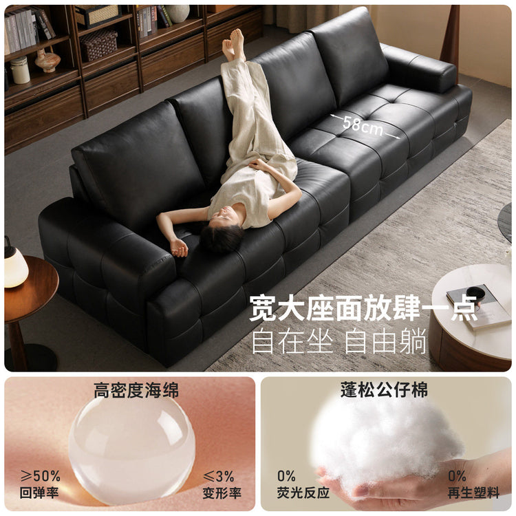 真皮沙发意式轻奢劳伦斯客厅直排皮艺沙发