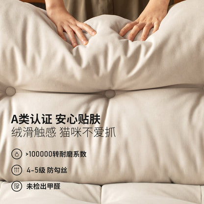 布艺沙发法式复古高靠背客厅小户型白色猫抓布沙发
