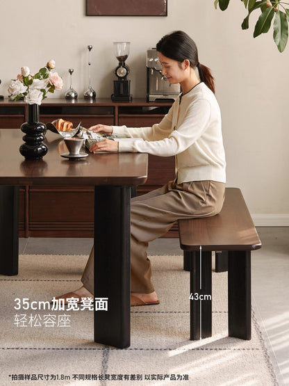 实木长凳餐厅意式轻奢凳子板凳黑胡桃木长条凳换鞋凳