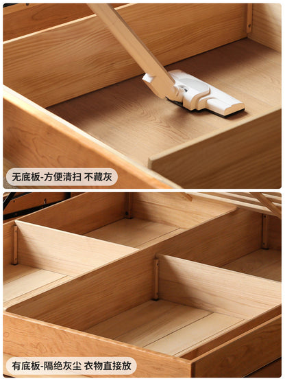 实木箱体床无床头储物床樱桃木小户型榻榻米齐边床悬浮床