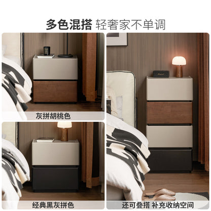 实木床头柜现代简约储物柜卧室灰色收纳柜胡桃色柜子