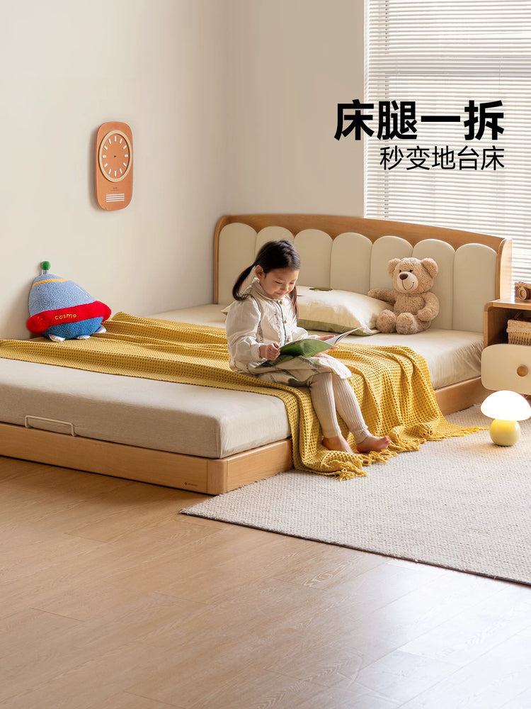 儿童实木床现代简约青少年单人床男孩女孩卧室软包床