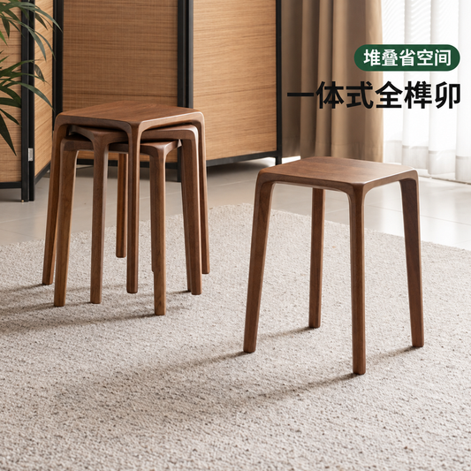 实木方凳叠凳新中式黑胡桃木板凳叠放凳餐厅简约凳子