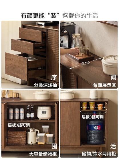 实木餐边柜餐厅黑胡桃木储物柜复古斗柜玄关柜橱柜