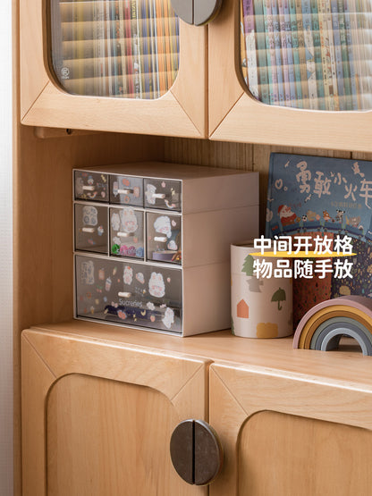 实木青少年书柜书房书架防尘柜子靠墙储物组合玩具收纳柜