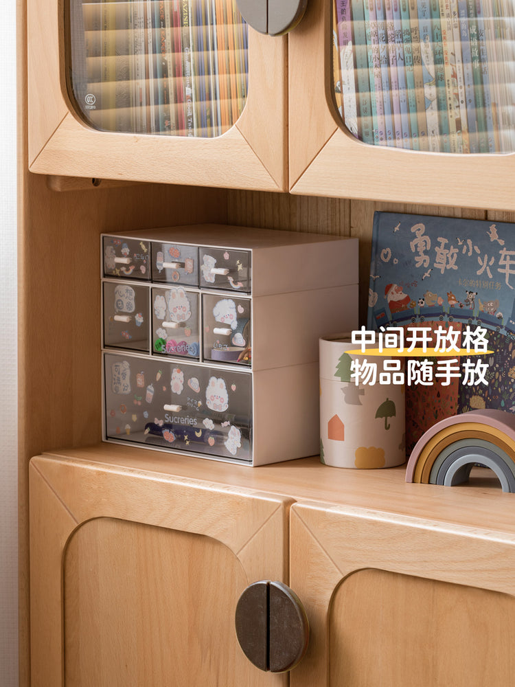 实木青少年书柜书房书架防尘柜子靠墙储物组合玩具收纳柜