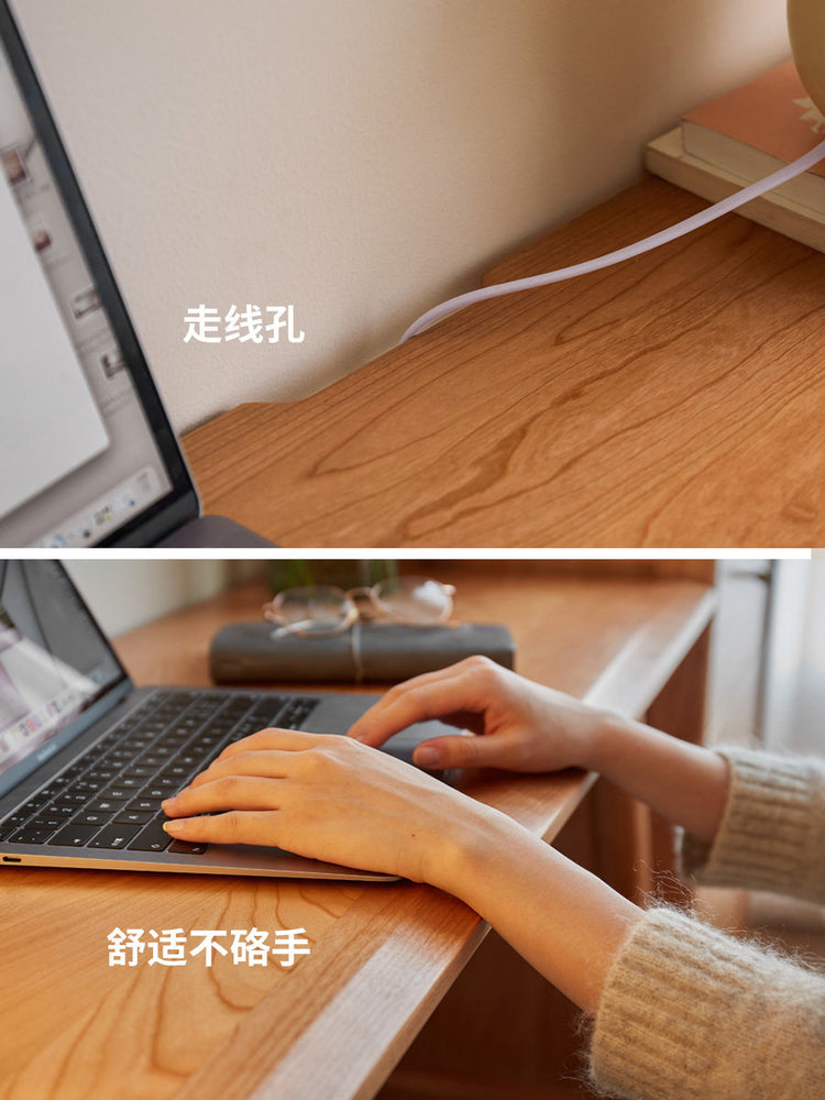 实木书桌靠墙办公桌一字板窄桌复古樱桃木桌子长条电脑桌