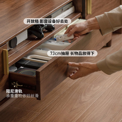 实木电视柜黑胡桃木客厅新中式地柜北欧小户型地台