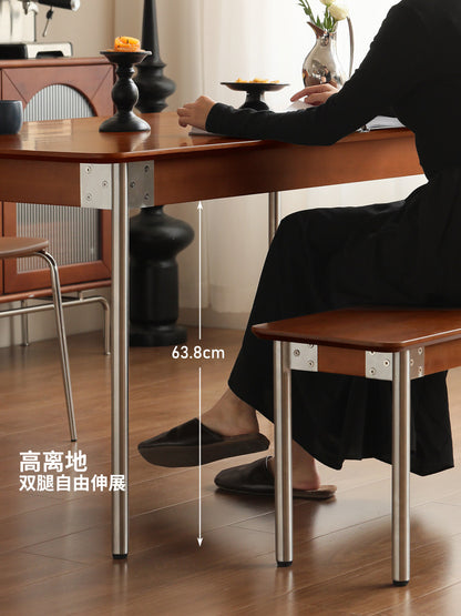 实木餐桌包豪斯饭桌长方形简约中古餐厅靠墙吃饭桌子