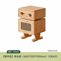 实木床头柜白色奶油风储物柜卧室多功能收纳柜置物柜