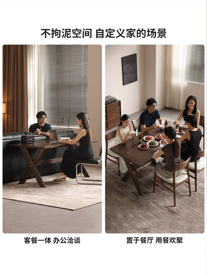 实木餐桌餐厅复古长方形工作台白橡木洽谈桌吃饭桌子