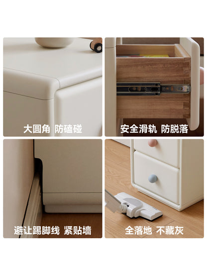 实木儿童床头柜奶油风卧室宝宝收纳柜小户型极窄夹缝柜