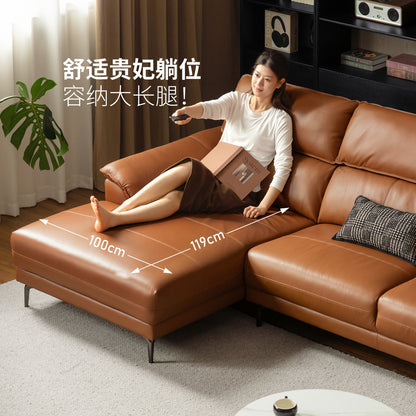 真皮沙发意式极简头层牛皮客厅大户型贵妃位转角沙发