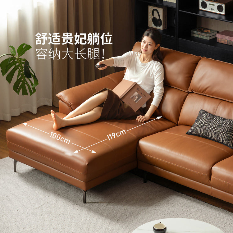 真皮沙发意式极简头层牛皮客厅大户型贵妃位转角沙发