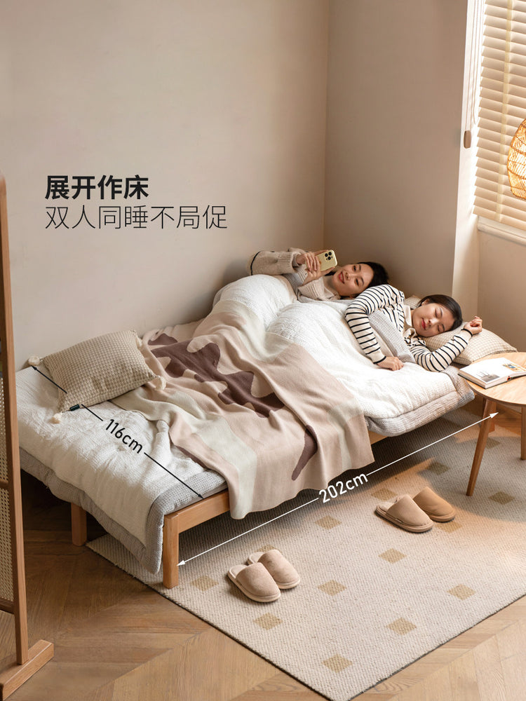 实木沙发床折叠两用小户型无扶手坐卧多功能伸缩床抽拉床