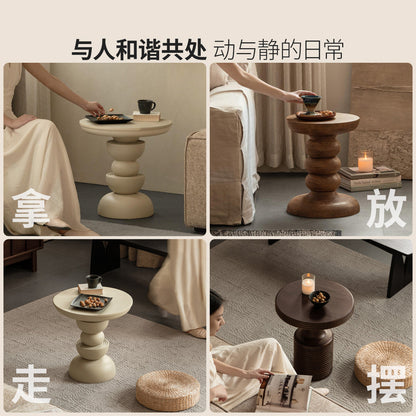 实木边几客厅侘寂风角几小户型圆几阳台白色置物架