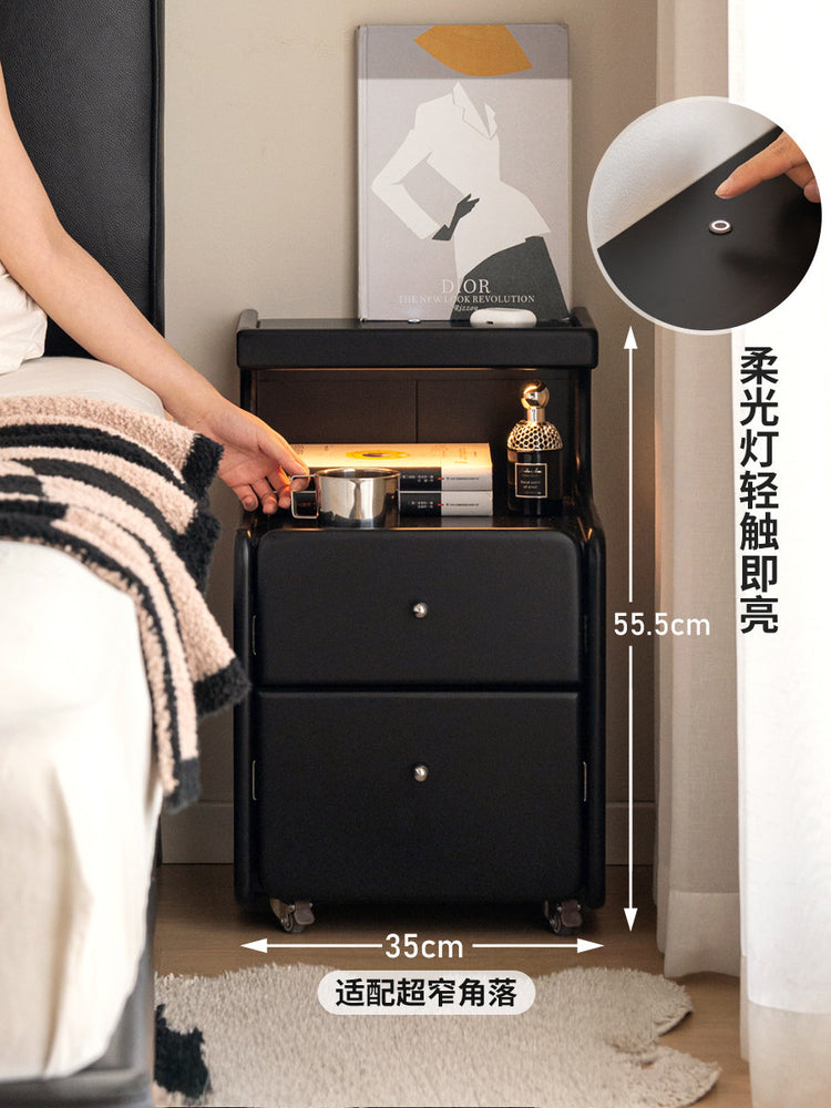 实木床头柜卧室现代简约黑色储物柜床边多功能收纳柜
