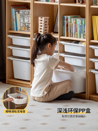 实木儿童书柜简约绘本架落地储物柜子自由组合玩具收纳柜