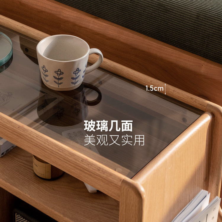 实木边几现代中古风客厅收纳沙发边柜复古移动茶几