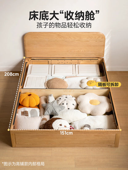 实木儿童箱体床卧室男孩女孩单人床多功能侧开储物床