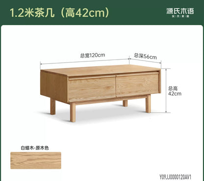 实木茶几客厅现代简约茶桌餐桌两用白蜡木骨骼线茶台
