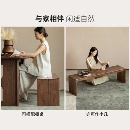 实木长条凳现代简约餐厅黑胡桃木板凳餐凳换鞋凳床尾凳