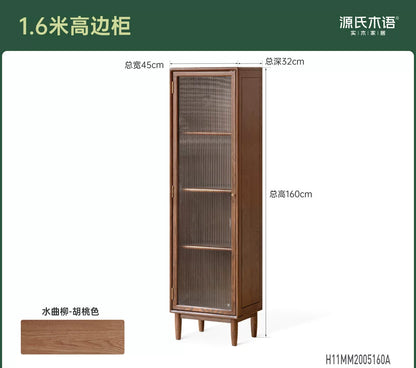 实木边柜客厅现代简约收纳展示柜胡桃色小户型电视柜立柜